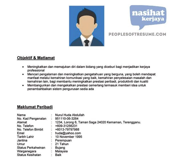 Contoh Format Cv Kosong - Contoh Buas