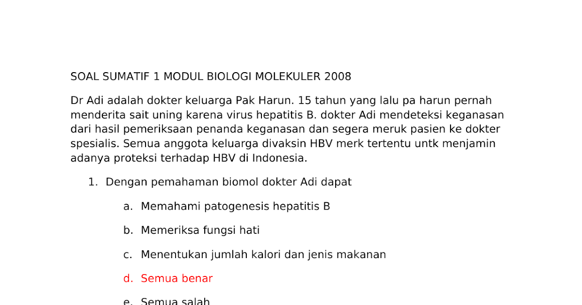 Contoh Tes Sumatif Biologi - Guru Paud