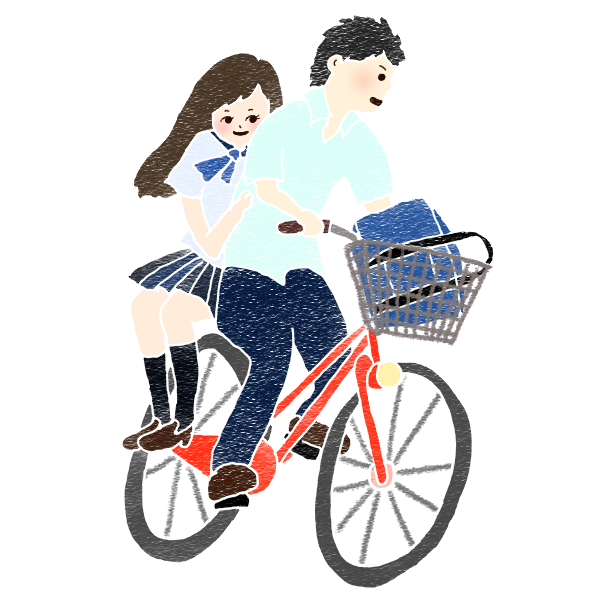 カップル 自転車 二人乗り イラスト 100 ベストミキシング写真 イラストレーション
