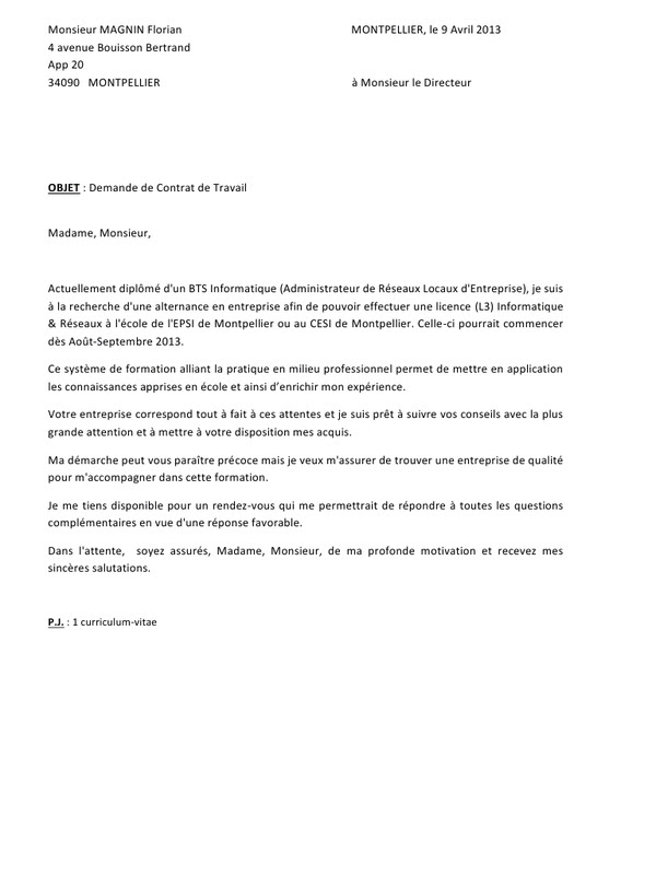 Lettre De Motivation Parcoursup Licence Informatique - Exemple Lettre
