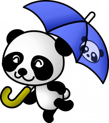 Panda With Umbrella Clip Art Library
