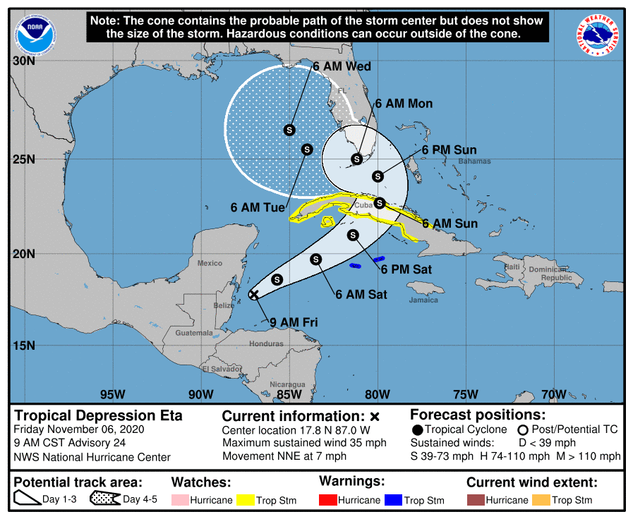 Tropical Depression Eta November 6 2020 9 am