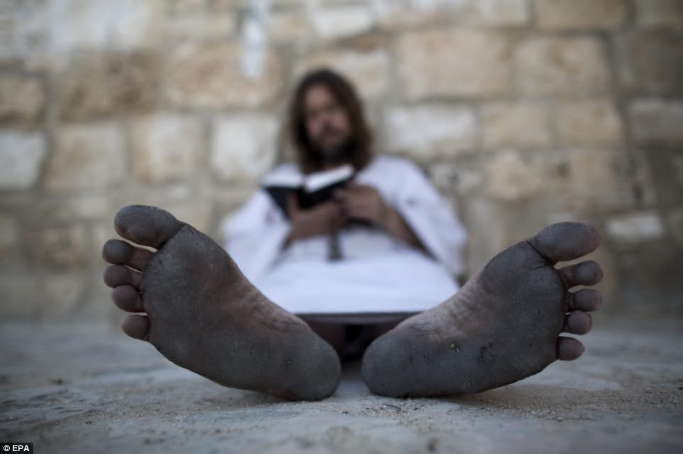 Long walk: 'The Jesus guy' has walked across around 20 countries and through most of the states of America barefoot, clad in a robe