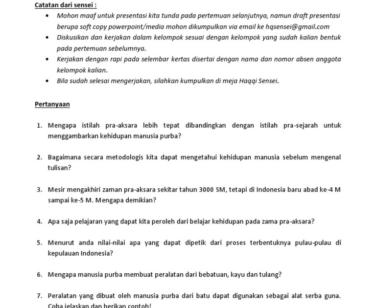 Bank Soal Sejarah Kelas X Tentang Zaman Pra Aksara Blog