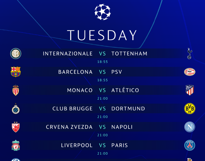 Uefa Fixtures / This week's football fixtures! We are showing a major