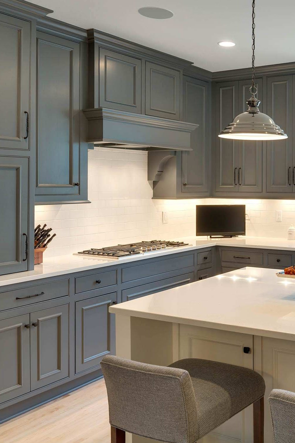 Scott zimmerman, modern kitchen with walnut cabinets and quartz counter top. 35 Gray Kitchen Cabinets Ideas For Dark Or Light