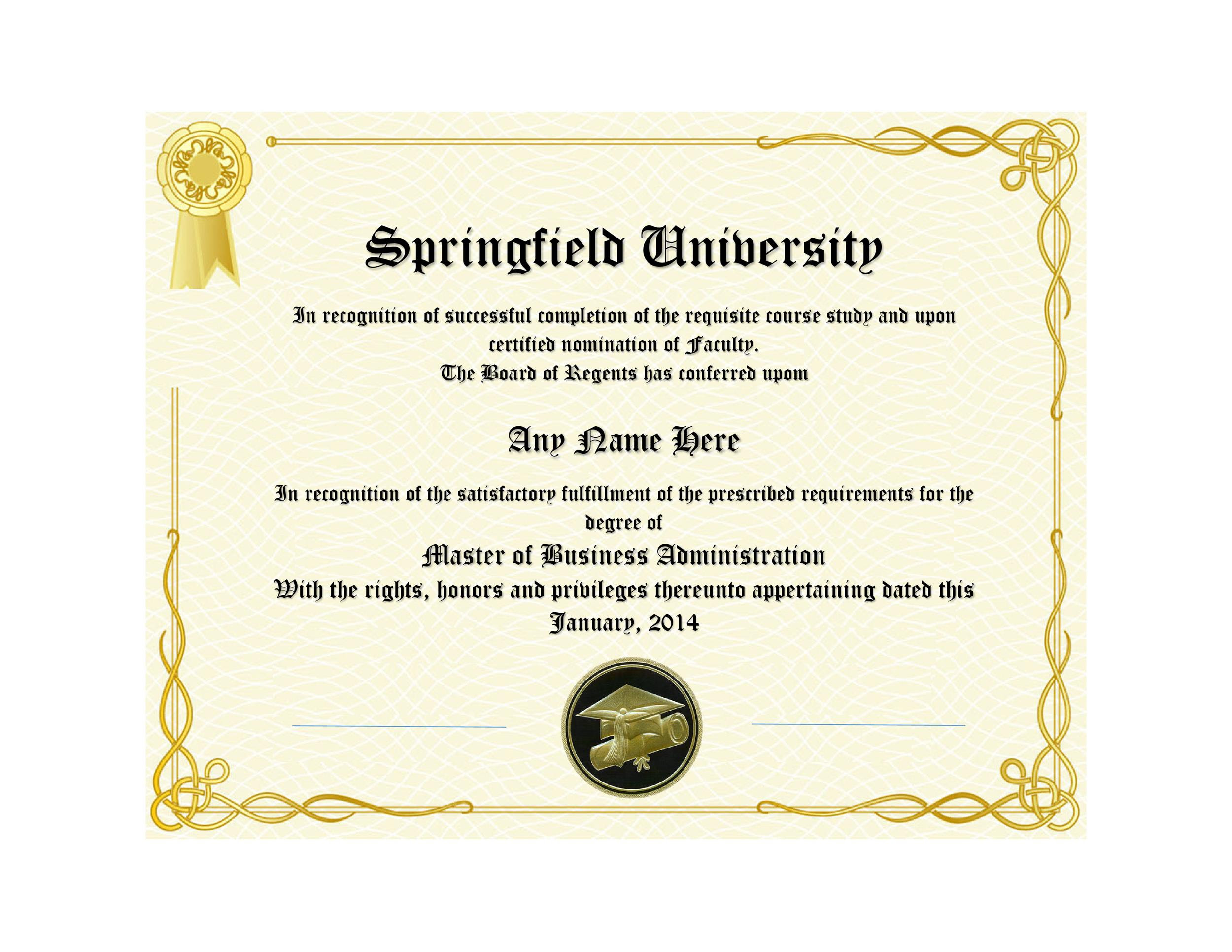 Kleurplaten: Masters Degree Certificate Template