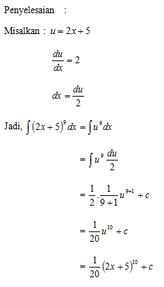 Contoh Soal Integral Substitusi Aljabar