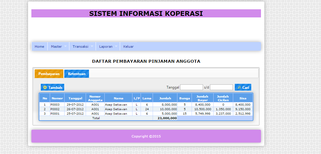 Contoh Source Code Sistem Informasi Koperasi Simpan Pinjam 