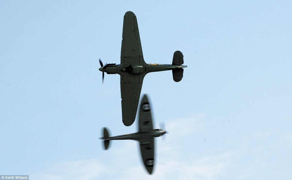 Close call: When the Synchro routine is displayed, both of these aircraft fly a series of opposition manoeuvres, much like the Red Arrows display team