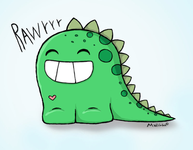 Cartoon Clipart Cute Kawaii Dinosaur