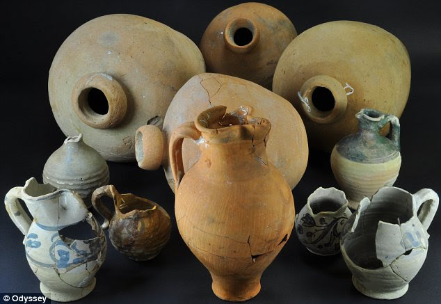 Vessels: These ceramic jars and tableware were used to furnish the doomed ship on its voyage