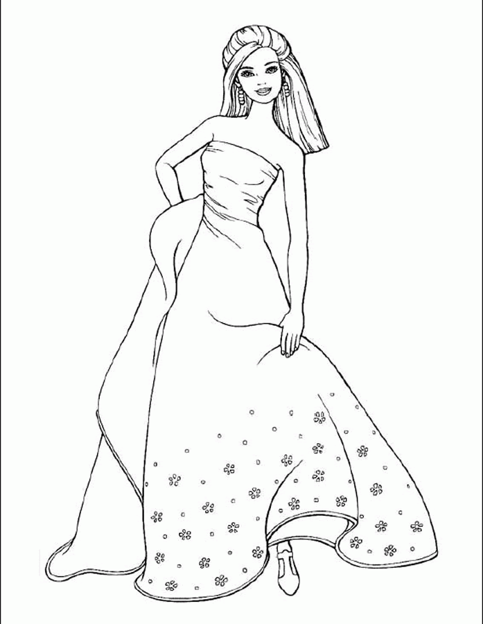 Beautiful Barbie Coloring Pages For Kids Drawing With Crayons
