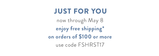 Now through May 1, enjoy $20 off your order of $80 or more