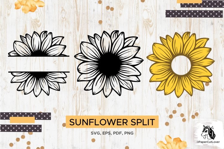 Download Free 277 Sunflower Half Svg Free SVG PNG EPS DXF File for Cricut, Silhouette and Other Machine