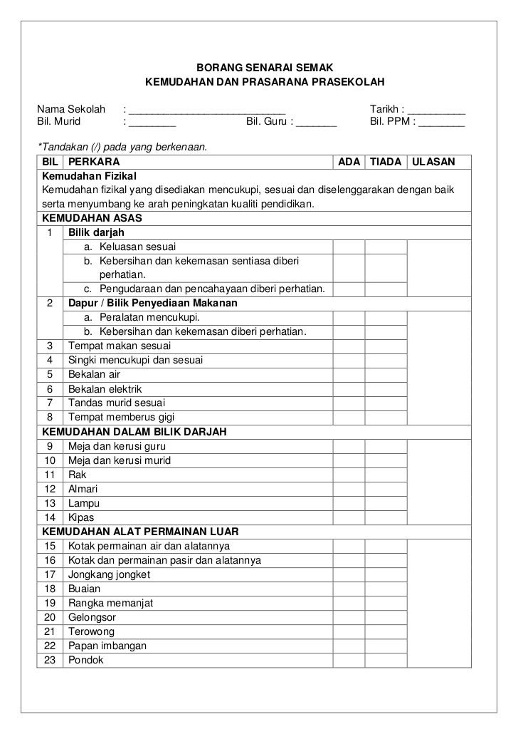 Contoh Borang Keberhasilan Guru Prasekolah - Contoh U