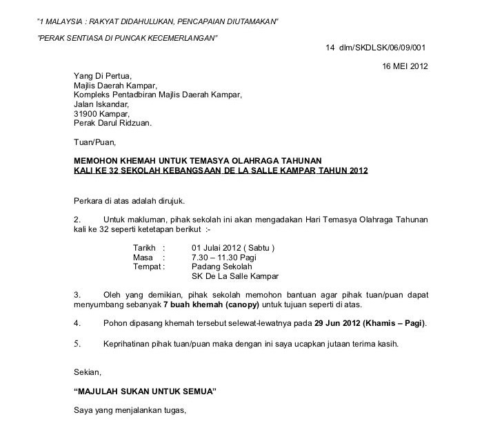 Surat Rasmi Ingin Memohon Cuti - Xiaominismes