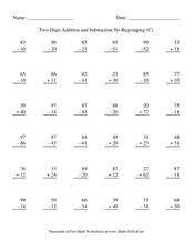All these files are in pdf format and easily printable. Two Digit Addition And Subtraction No Regrouping Worksheet For 1st 2nd Grade Lesson Planet