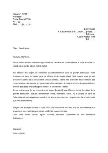 Lettre De Motivation étudiant Leclerc  Job Application 