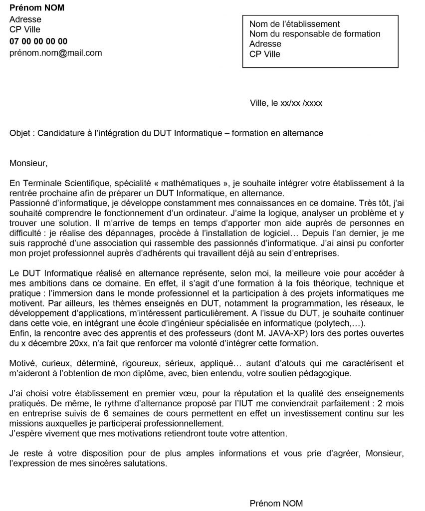 Exemple De Lettre De Motivation Formation Deaes / Lettre de motivation