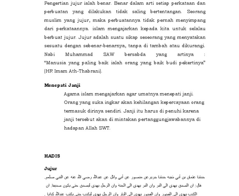 Teks Ceramah Agama Islam Tentang Kejujuran - Lina Pdf