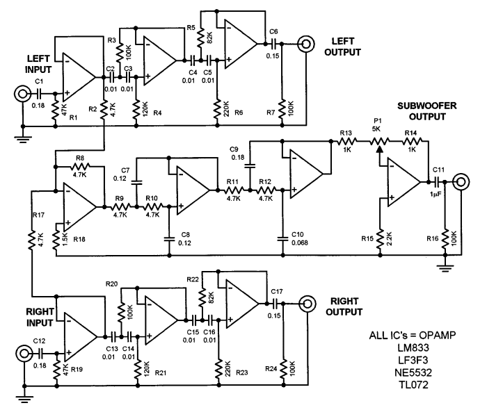CIRCUIT FOR AMPLIFIER WITH WOOFER