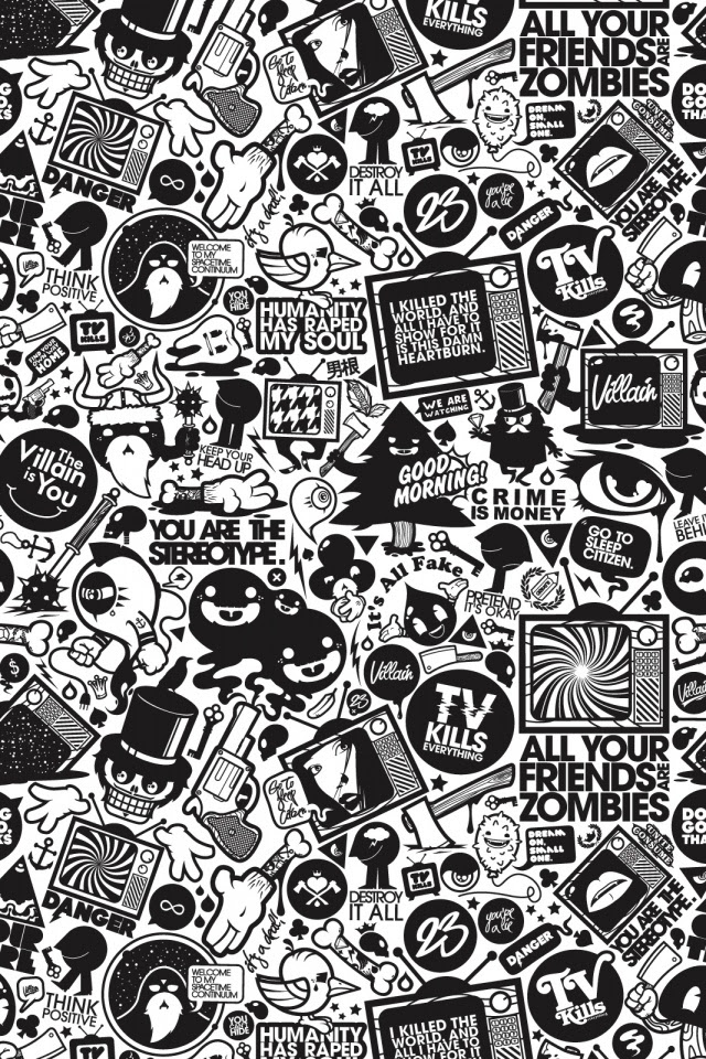 Iphone Black Cartoon Wallpaper Hd