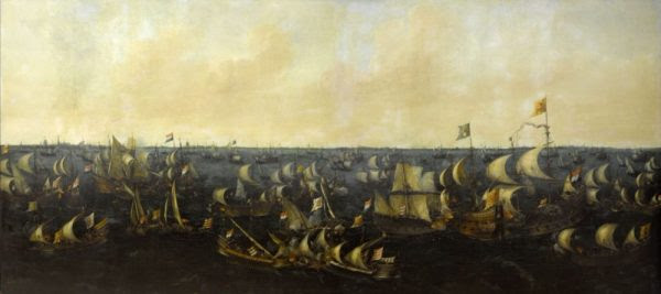 Schilderij van de slag op de Zuiderzee door Abraham de
Verwer