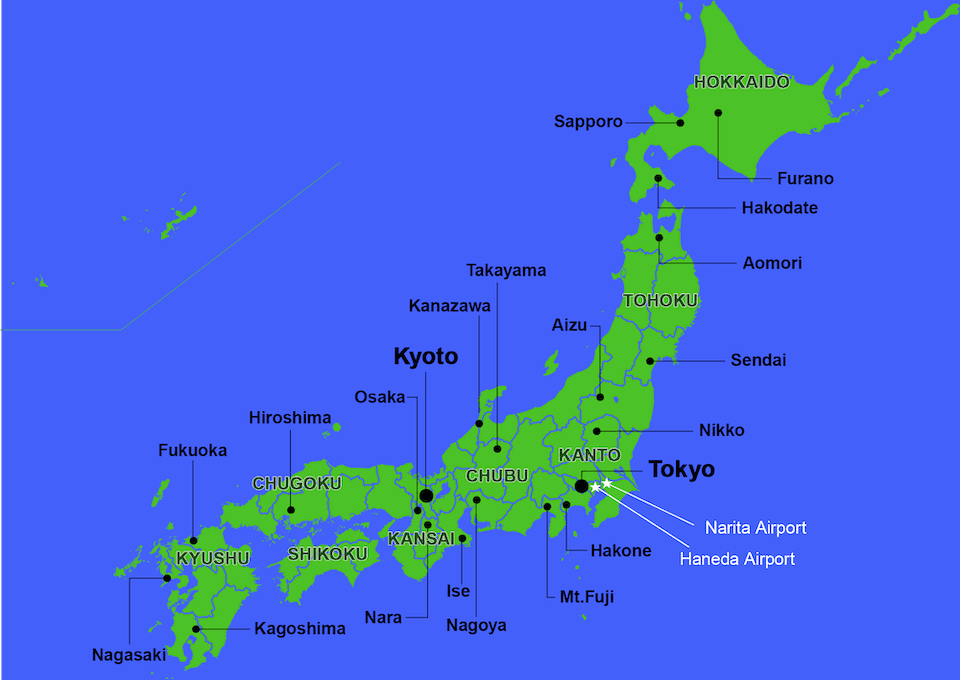 Map of japan, satellite view. Camper Japan Why Not Take A Camper From Narita Airport Or Haneda Airport To See Tourist Destinations In Japan