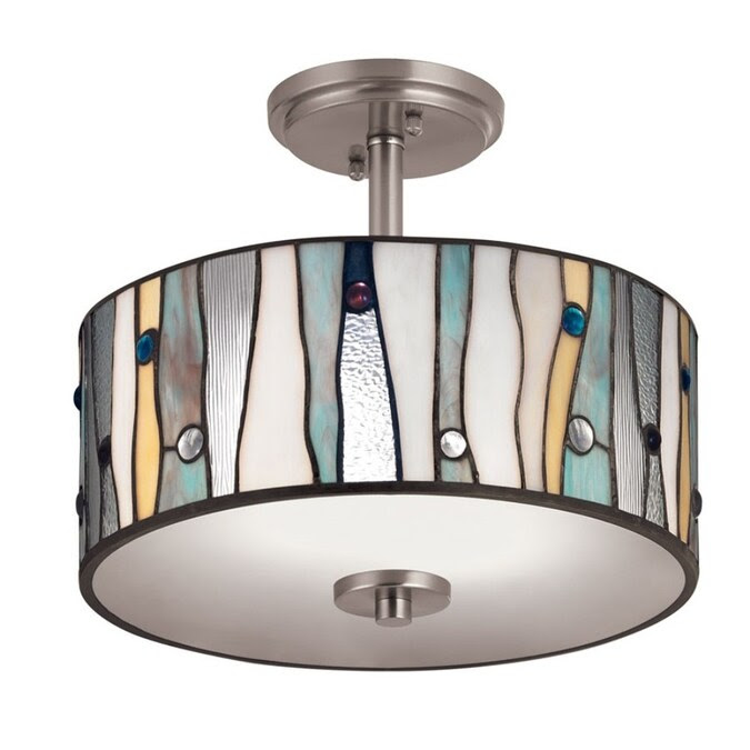 Applications for office lighting, school. Portfolio 13 In Brushed Nickel Tiffany Incandescent Semi Flush Mount Light In The Flush Mount Lighting Department At Lowes Com