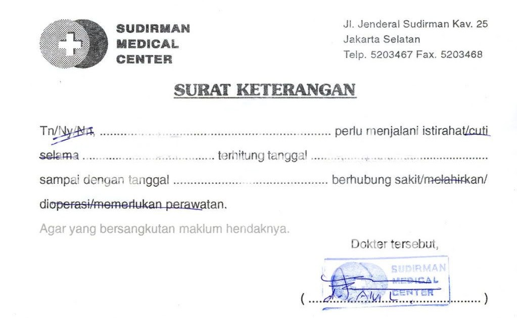 Contoh Surat Dokter Rumah Sakit Surabaya - Surat 10
