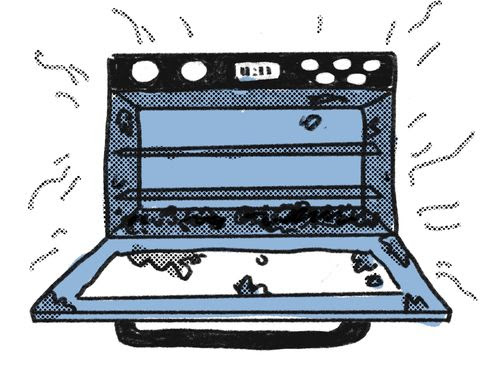 A dirty toaster oven.