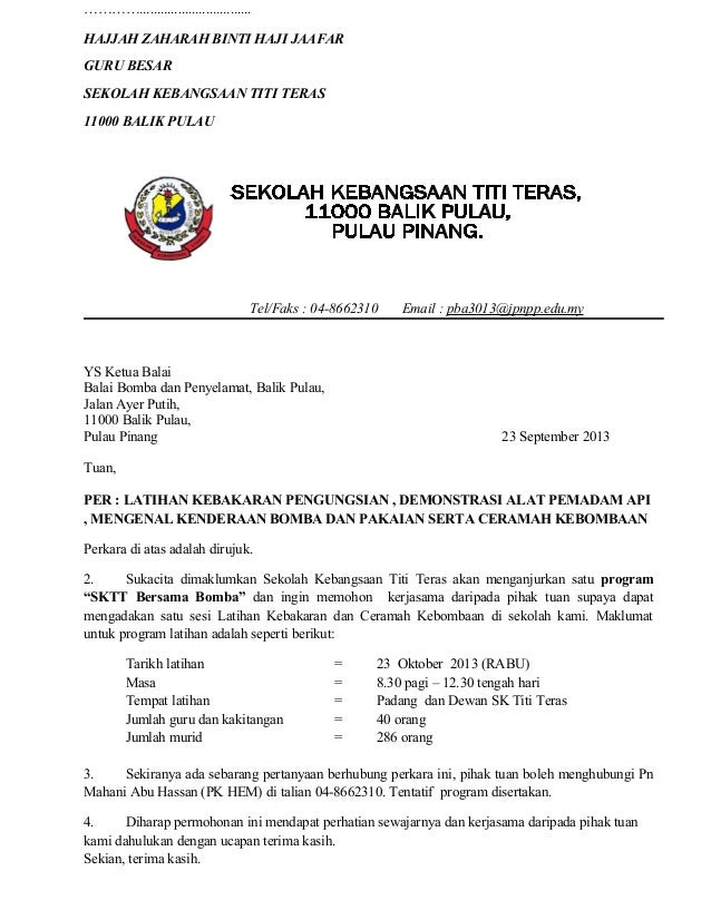 Contoh Surat Kiriman Rasmi Untuk Menjemput Penceramah