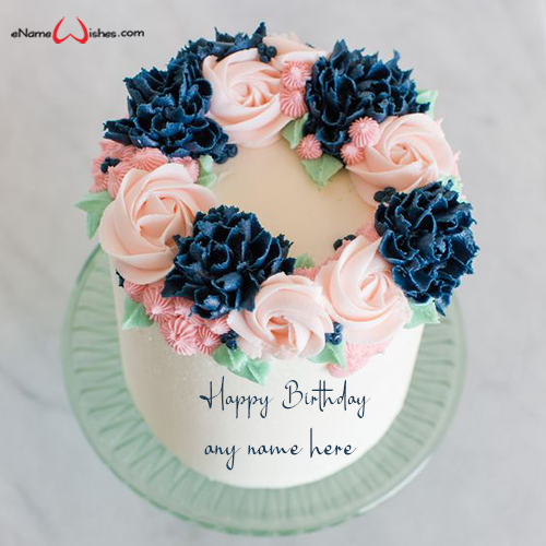 Cute and pretty, beautiful and lovely. Happy Birthday Flowers Cake With Name Editing Enamewishes