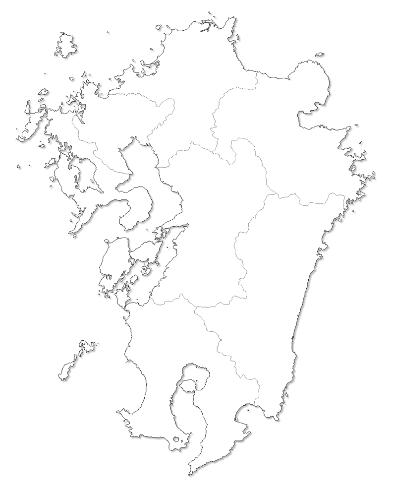 子供向けぬりえ 50 素晴らしい九州 白地図 フリー