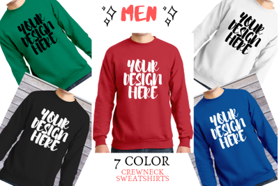 Download Men Crewneck Sweatshirt Mockups - 7 PNG Transparent PSD Mockup Template - Download our free ...