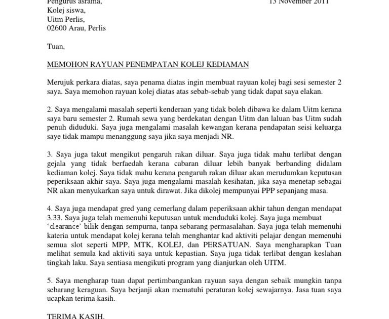 Surat Rasmi Kolej Kediaman - Selangor i