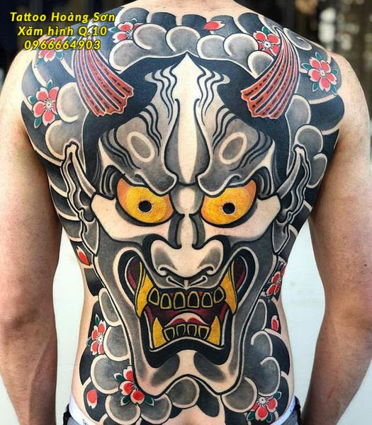 Những hình xăm kín lưng mang sự mạnh mẽ cho chủ nhân và gây ấn tượng cho người khác nhìn vào. Hinh XÄƒm Máº·t Quá»· 06 Hoangsontattoo