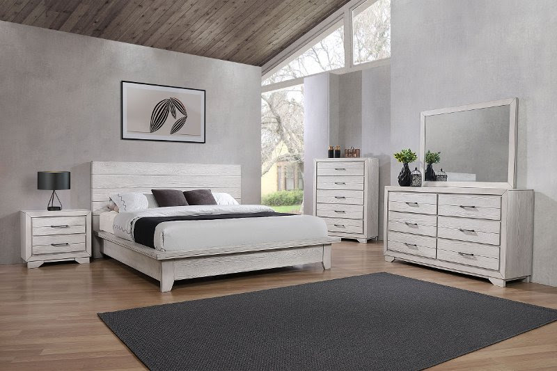 Hs traditional classic 5pc set queen size bed dresser mirror nightstand white finish nightstand bedroom furniture. Contemporary White 4 Piece Queen Bedroom Set White Sands Rc Willey