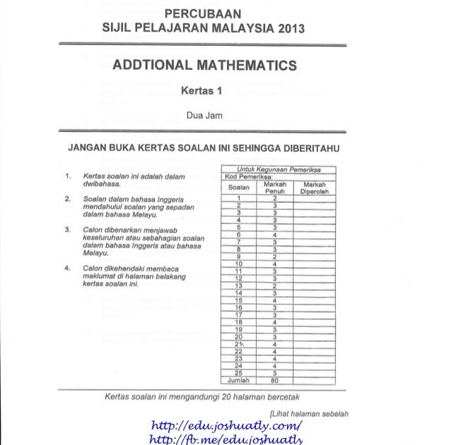 Bank Soalan Matematik Tambahan Tingkatan 4 Akhir Tahun 