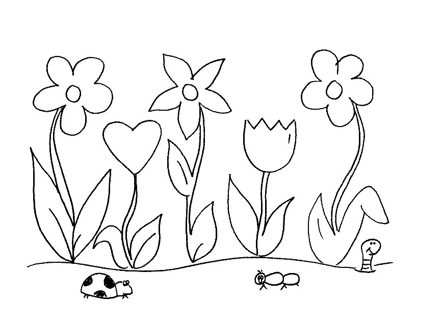 Kindergarten Flower Garden Coloring Pages For Kids Drawing With Crayons