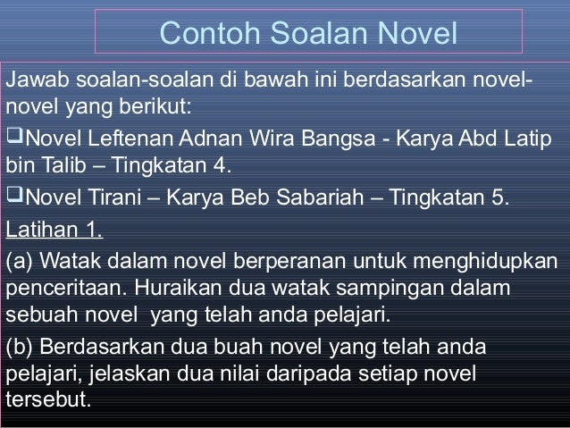 Contoh Jawapan Soalan Novel Tirani - Liga MX p