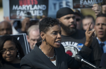 Donna Edwards at a rally. Turn on images to see photo.