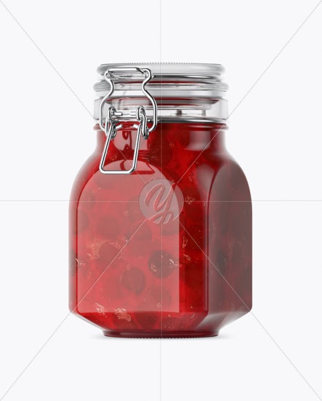Download Download 900ml Cherry Jam Glass Jar w/ Clamp Lid Mockup - Half Side View PSD