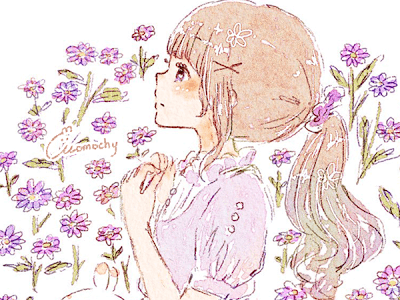 すべての動物の画像 可愛い 女の子 イラスト 花