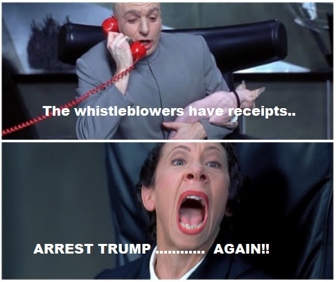 Meme with Mr. Evil and sidekick setting up Trump for indictment.