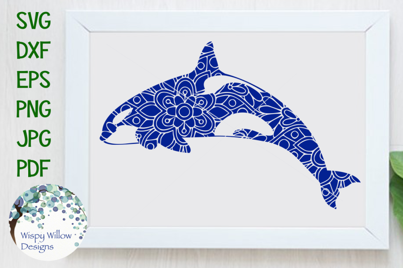 Download Free Orca, Killer Whale, Floral Mandala SVG/DXF/EPS/PNG/JPG/PDF Crafter File