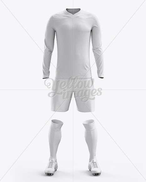 Download download mockup jersey ai: Download Football Kit with V-Neck Long Sleeve Mockup / Front View PSD