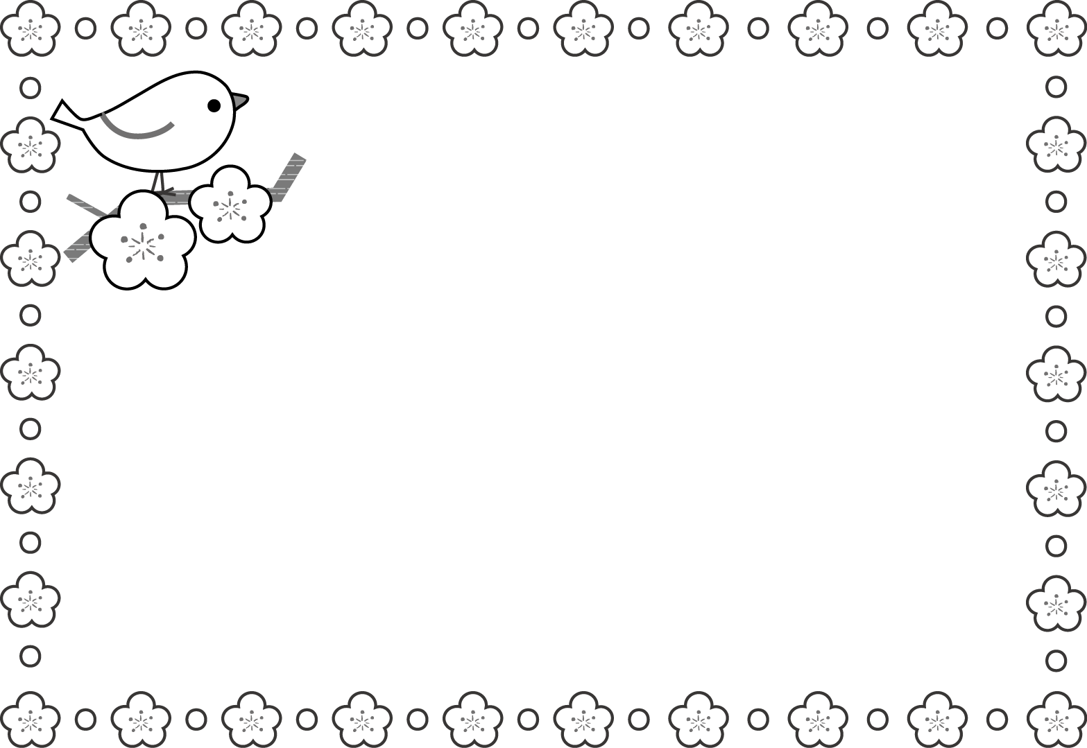 美しい花の画像 驚くばかり枠 イラスト 白黒 春
