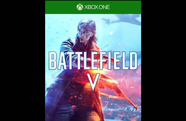 Battlefield V cover box shows character with blood on her face holding a rifle.